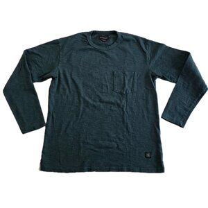 Outclass LS T Shirt Mens M Dark Green Cotton Minimalist Preppy Casual Versatile